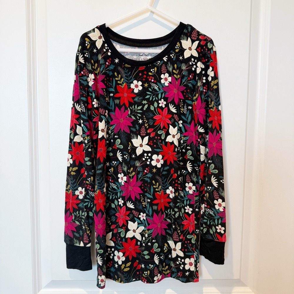 Little Sleepies Girls Floral Pajama Top Size 12/14 Bamboo Stretch Lightweight